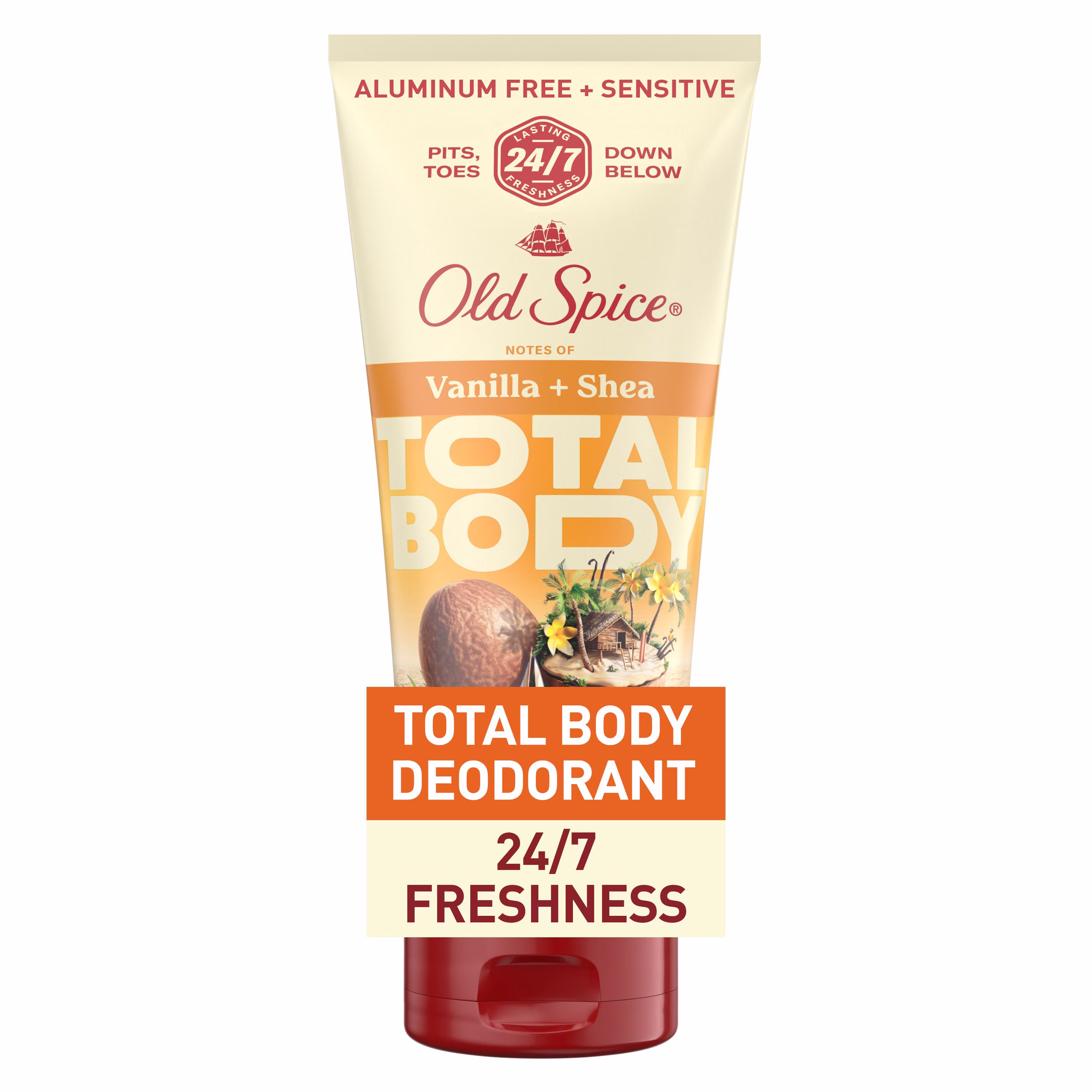 Désodorisant pour lensemble du corps old spice sans aluminium en crème. vanille et karité. fraîcheur 247. des aisselles aux orteils et sous la ceinture  désodorisant pour lensemble du corps testé