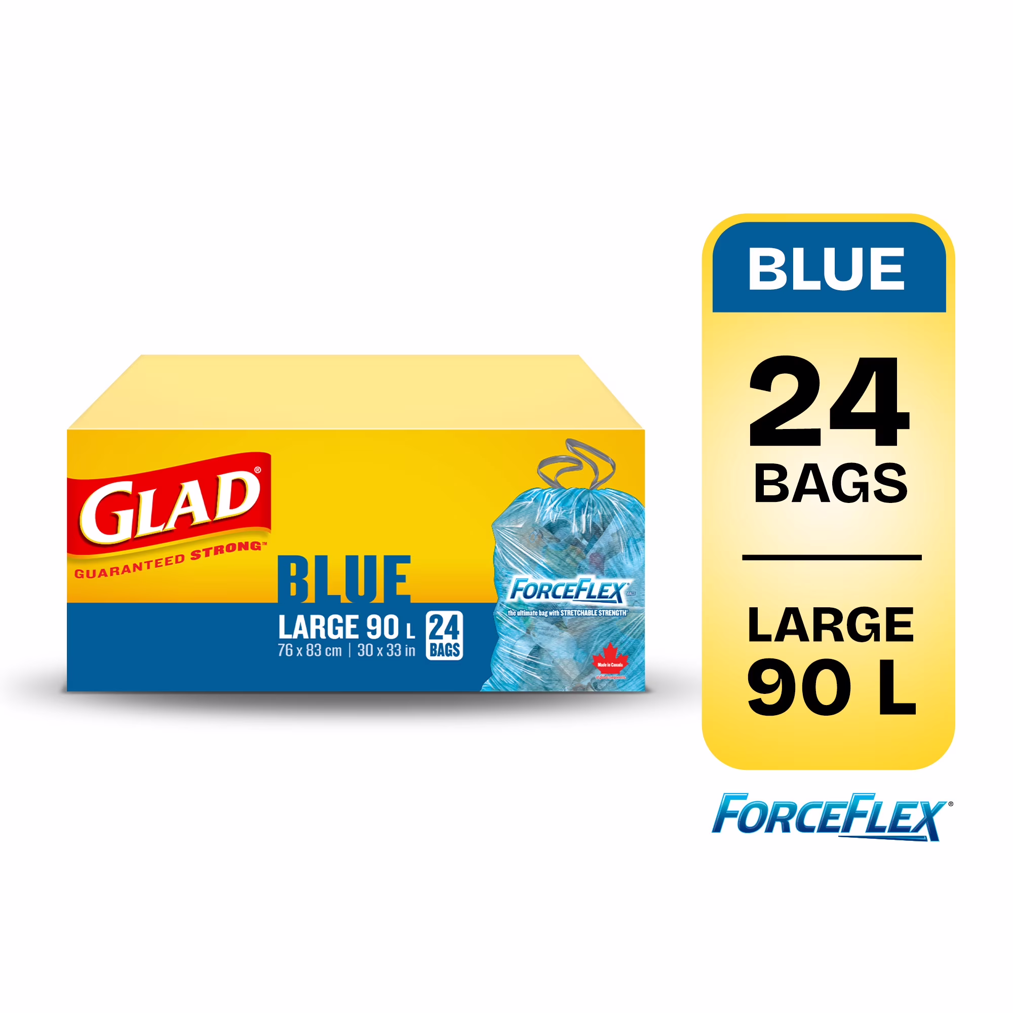 Sacs bleus pour la récupération de glad. boîte de rands sacs forceflex de 90 l à cordon coulissant de 90 l à cordon coulissant