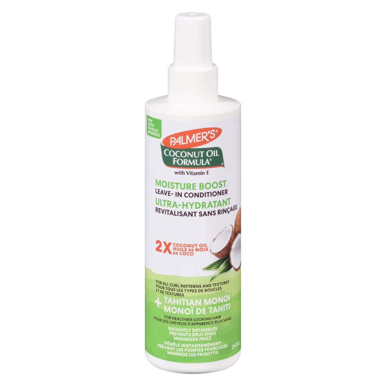 Revitalisant sans rincage a huile de noix de coco cheveux secs. abîmés ou colorés et démêlage