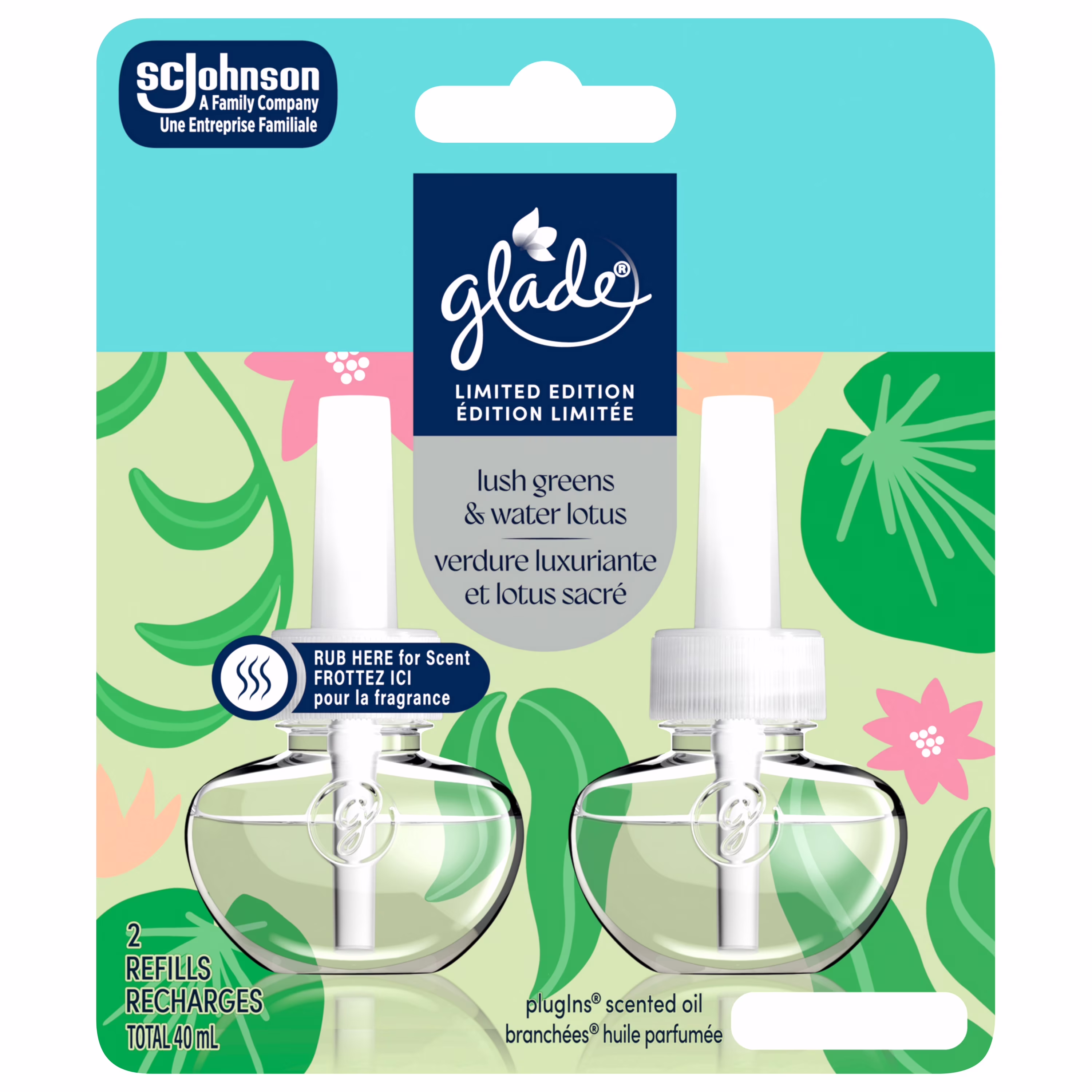 Glade branchées huile parfumée recharge. verdure luxuriante et lotus sacré