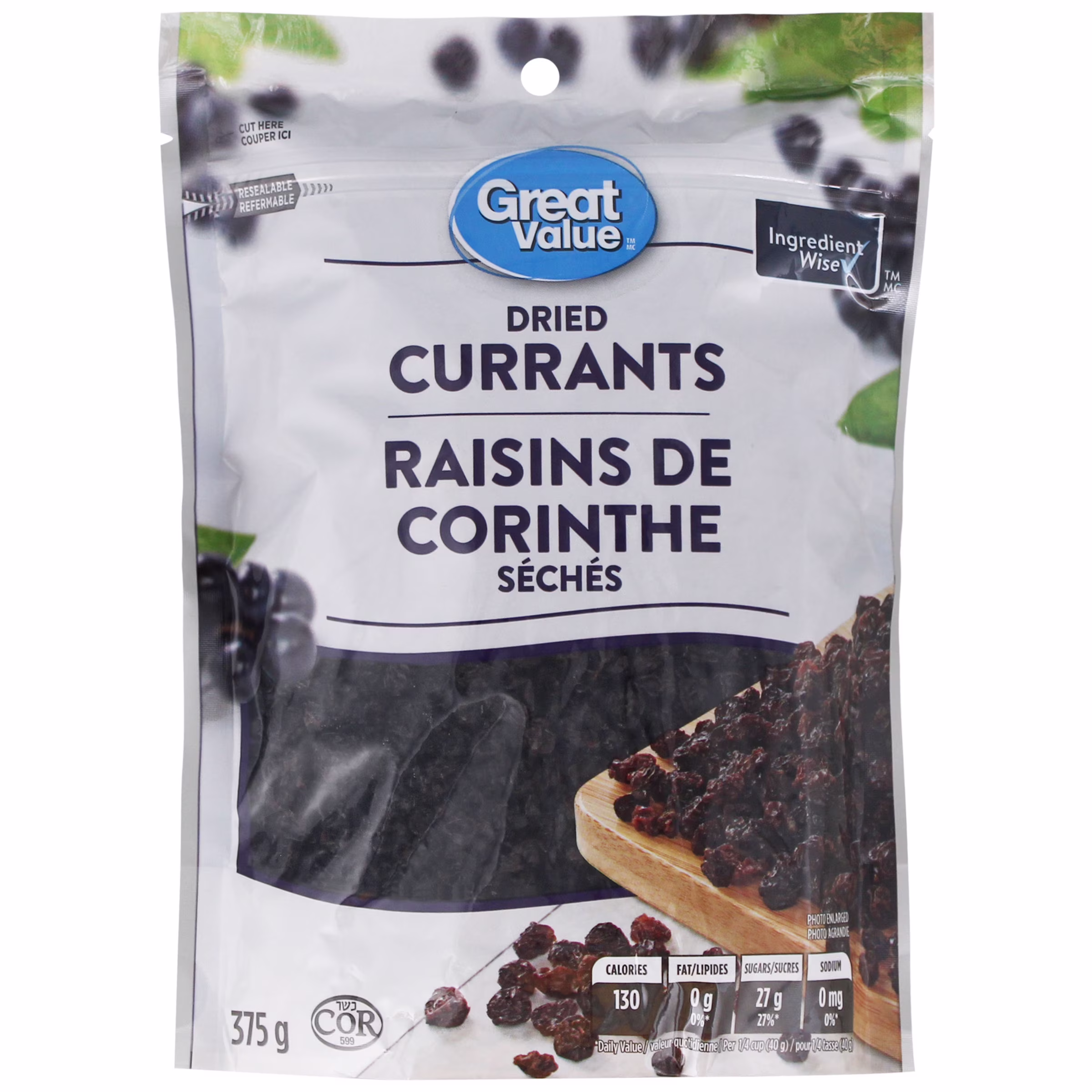 Raisins de corinthe séchés great value