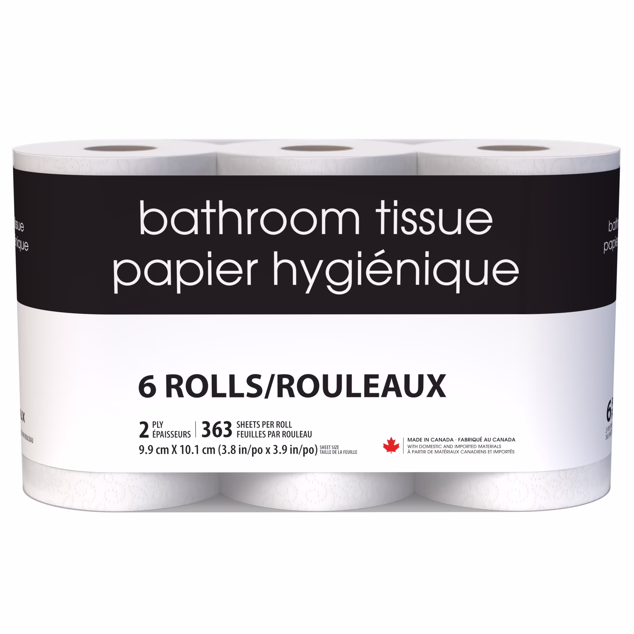 Papier hygiénique noir & blanc. 6 rouleaux triples. 363 feuilles 6 rouleaux de papier hygiénique triple. 363 feuilles