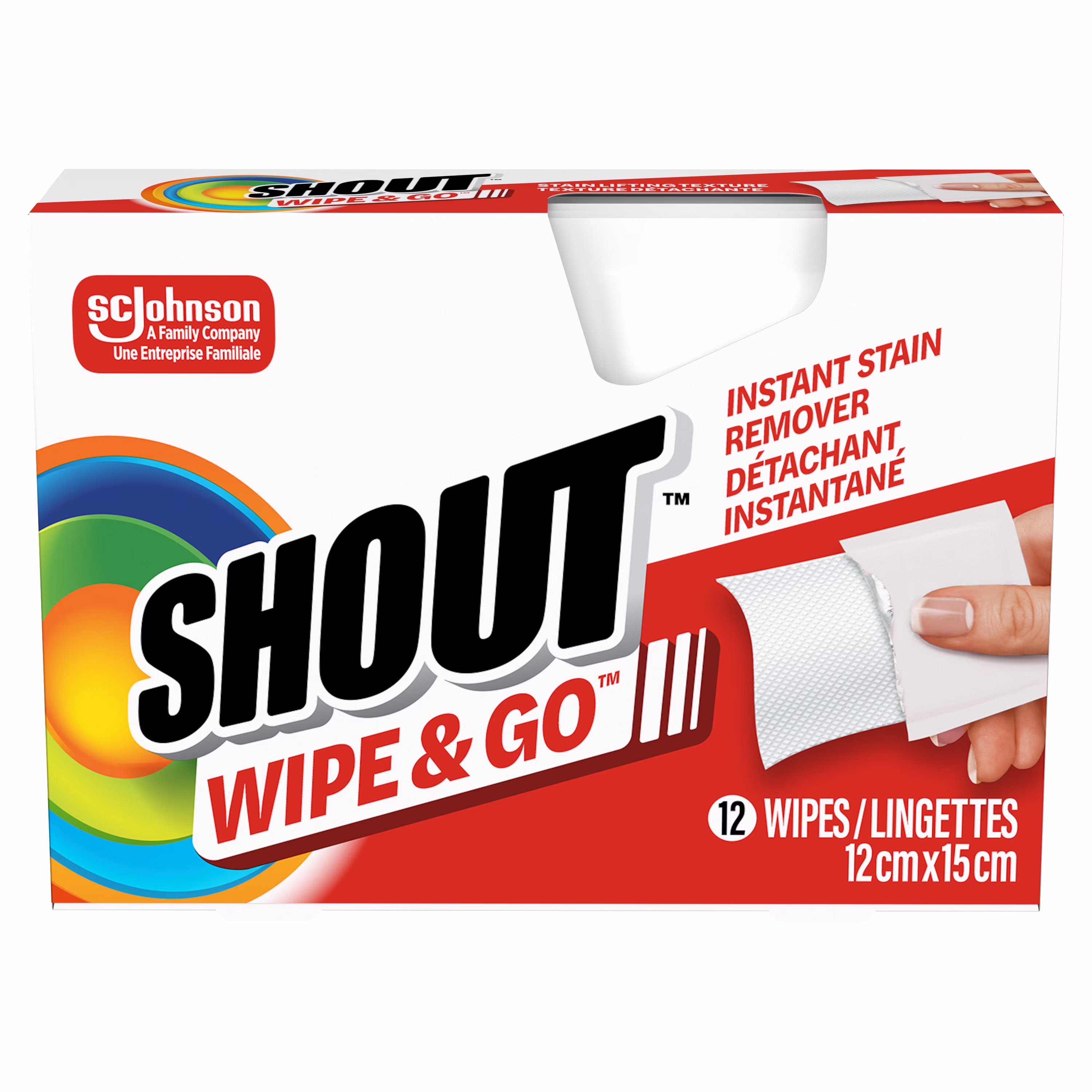 Shout wipe&go détachant instantané. ingettes shout wipe &go
