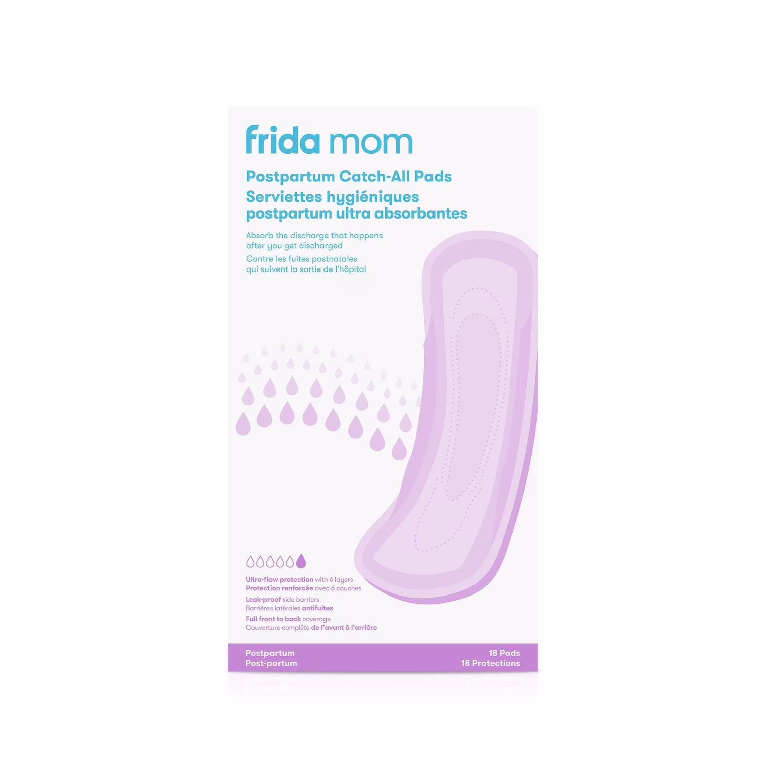 Frida mom - coussinets fourre-tout post-partum coussinets post-partum. maxi coussinets de soins féminins anti-fuite. 6 couches de protection pour une absorption maximale 18 comptes