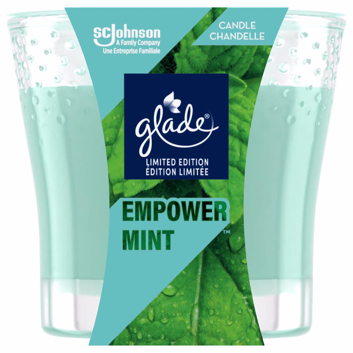 Glade chandelle parfumée. empower mint