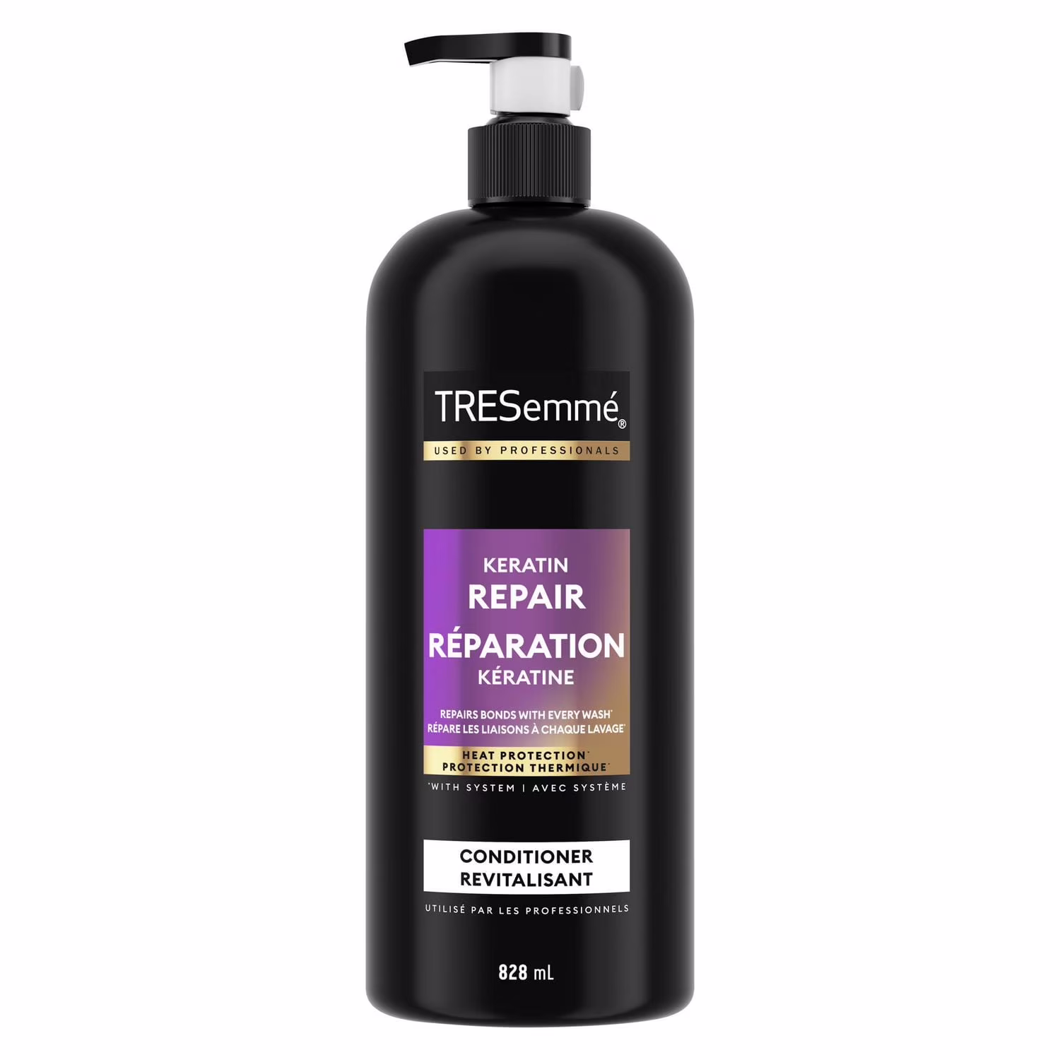 Tresemmé revitalisant réparation kératine répare les liaisons à chaque lavage.