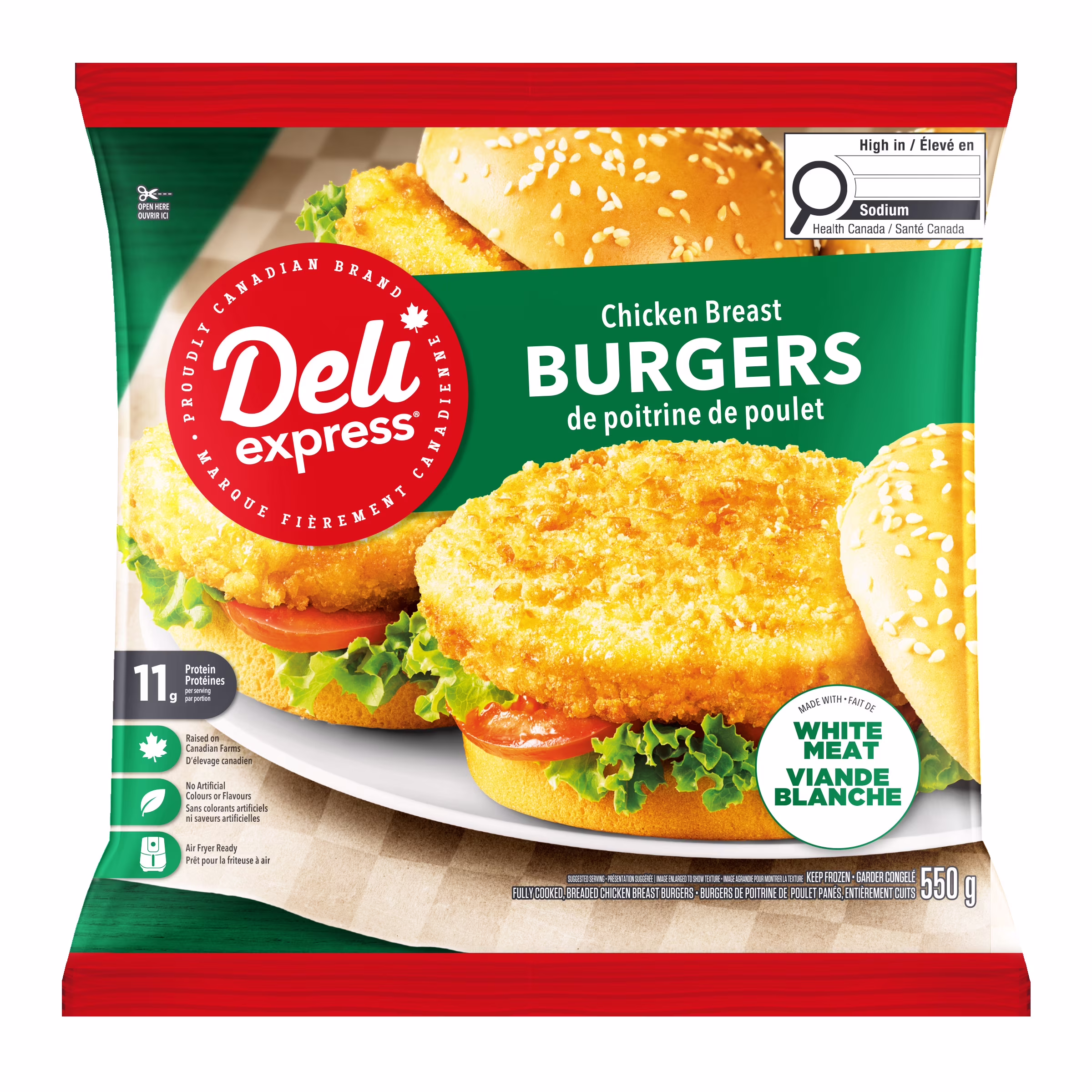 Deli express burgers de poitrine de poulet