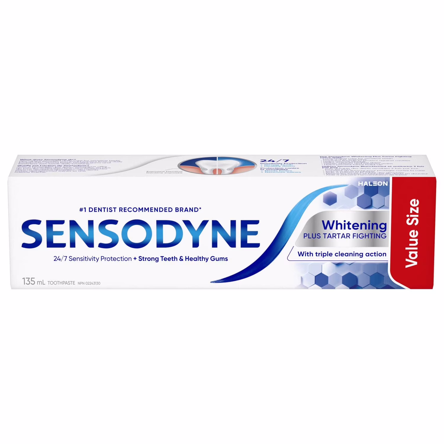 Dentifrice blanchissant et antitartre pour dents sensibles