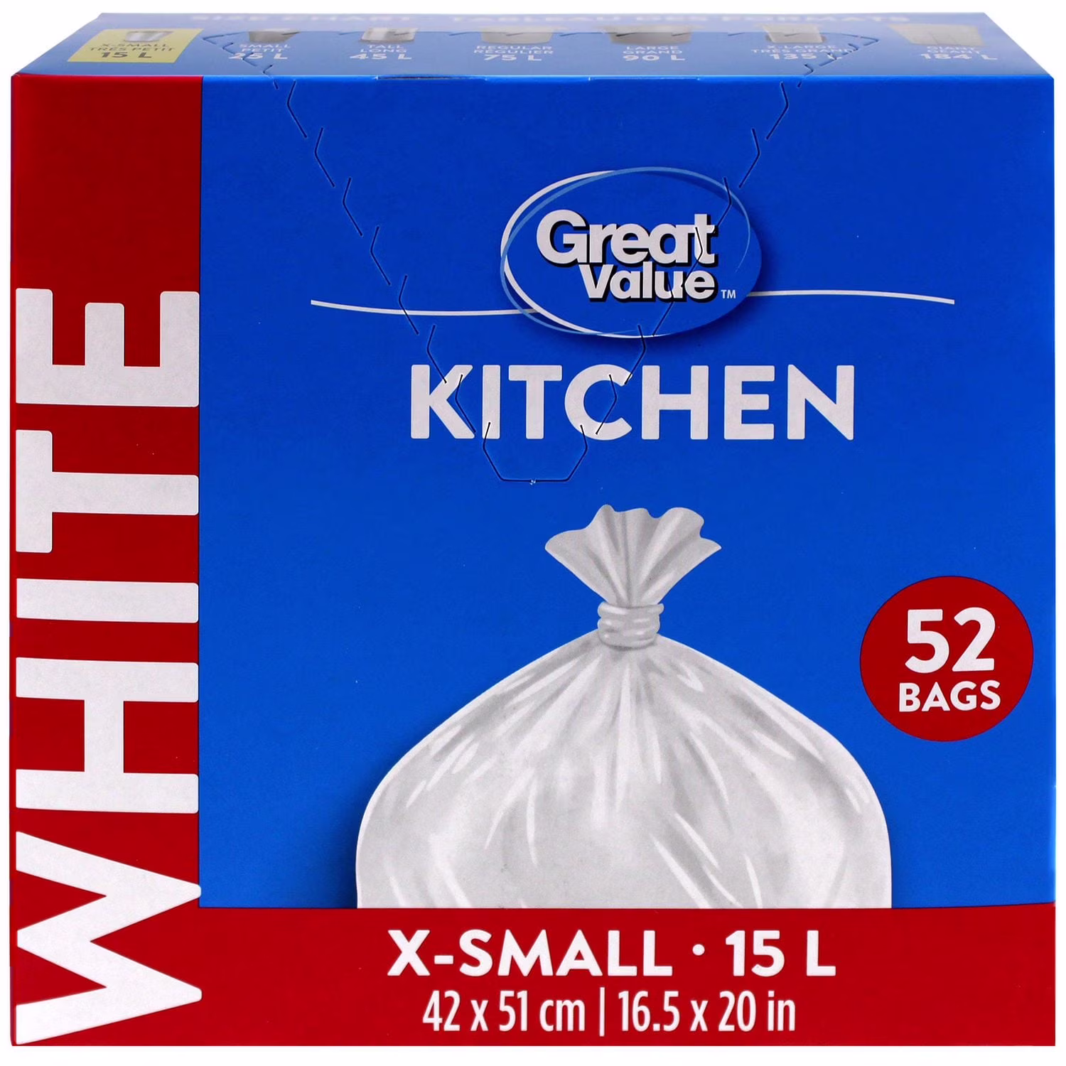 Great value très petits sacs à ordures de cuisine. . 52sacs