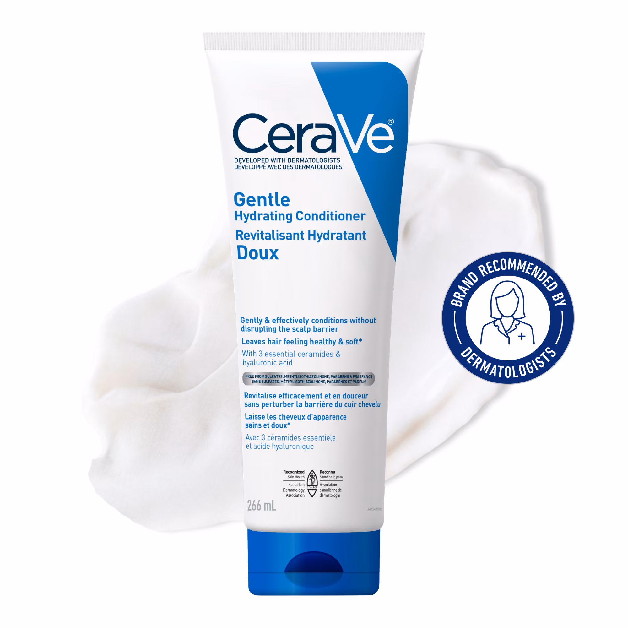 Cerave revitalisant hydratant doux. revitalisant sans sulfate avec céramides et niacinamide.  pour des cheveux doux et sains