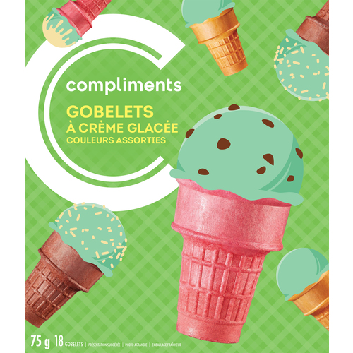 Compliments Gobelets à crème glacée de couleurs assorties 18 un 65 g