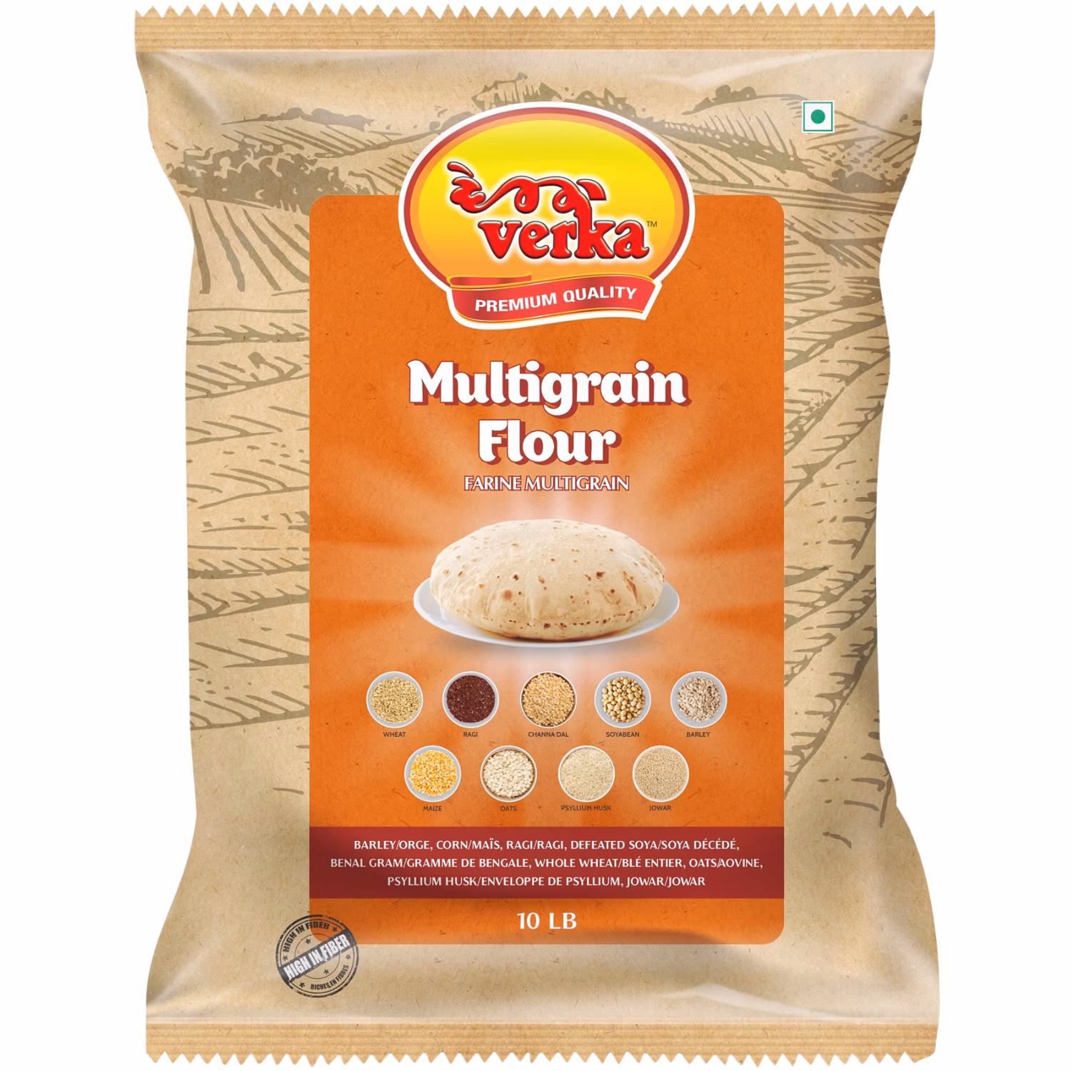 Verka farine multigrain s farine fabriquée à partir d'un mélange de différentes céréales complètes. légumineuses et millets.