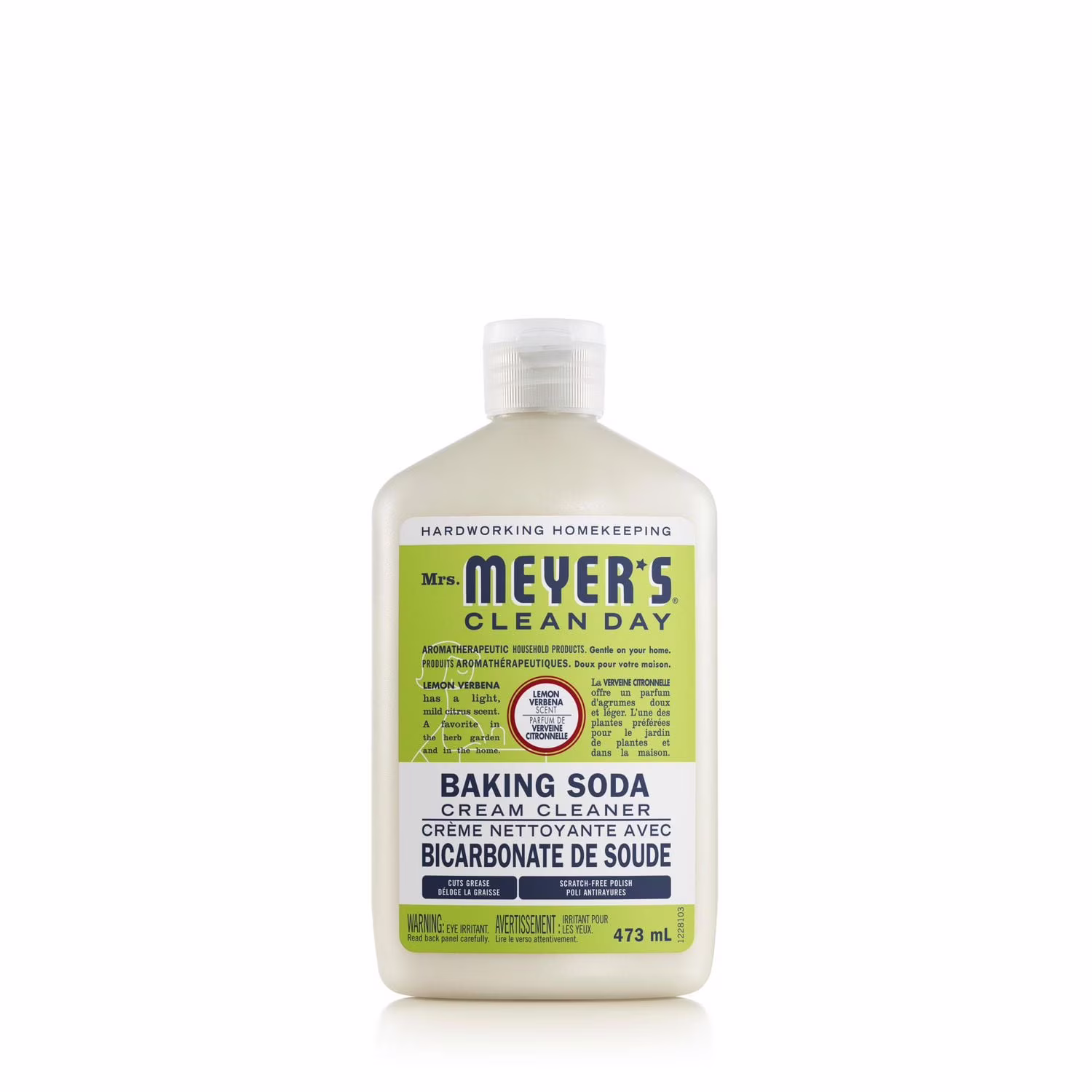 Mrs. meyer's crème nettoyante avec bicarbonate de soude. nettoyant naturel. verveine citronnée.