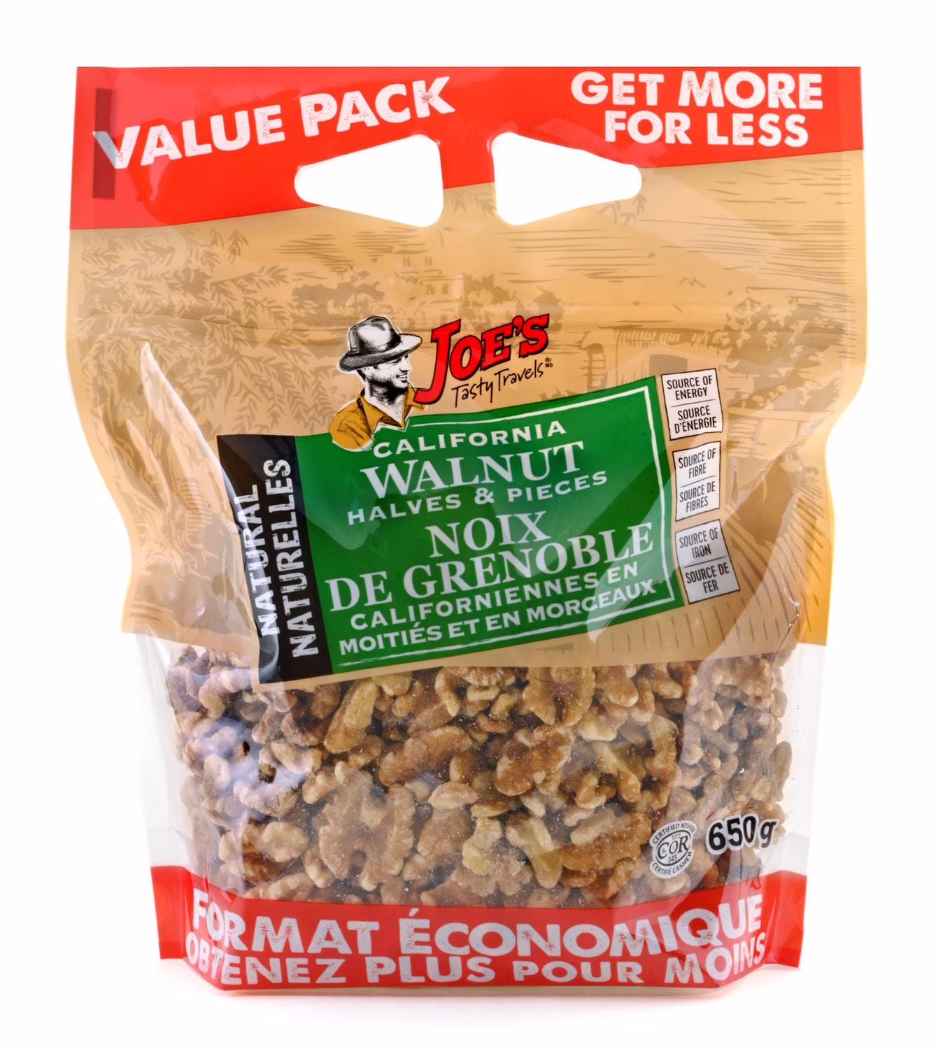 Voyages savoureux de joe pack de valeur moitiés et morceaux de noix