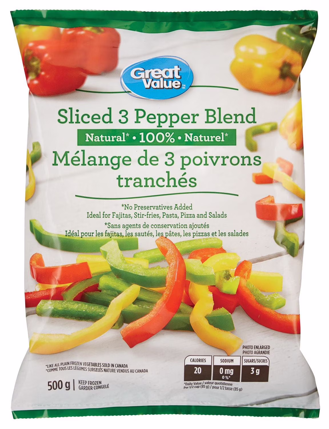 Mélange de 3 poivrons tranchés naturel great value