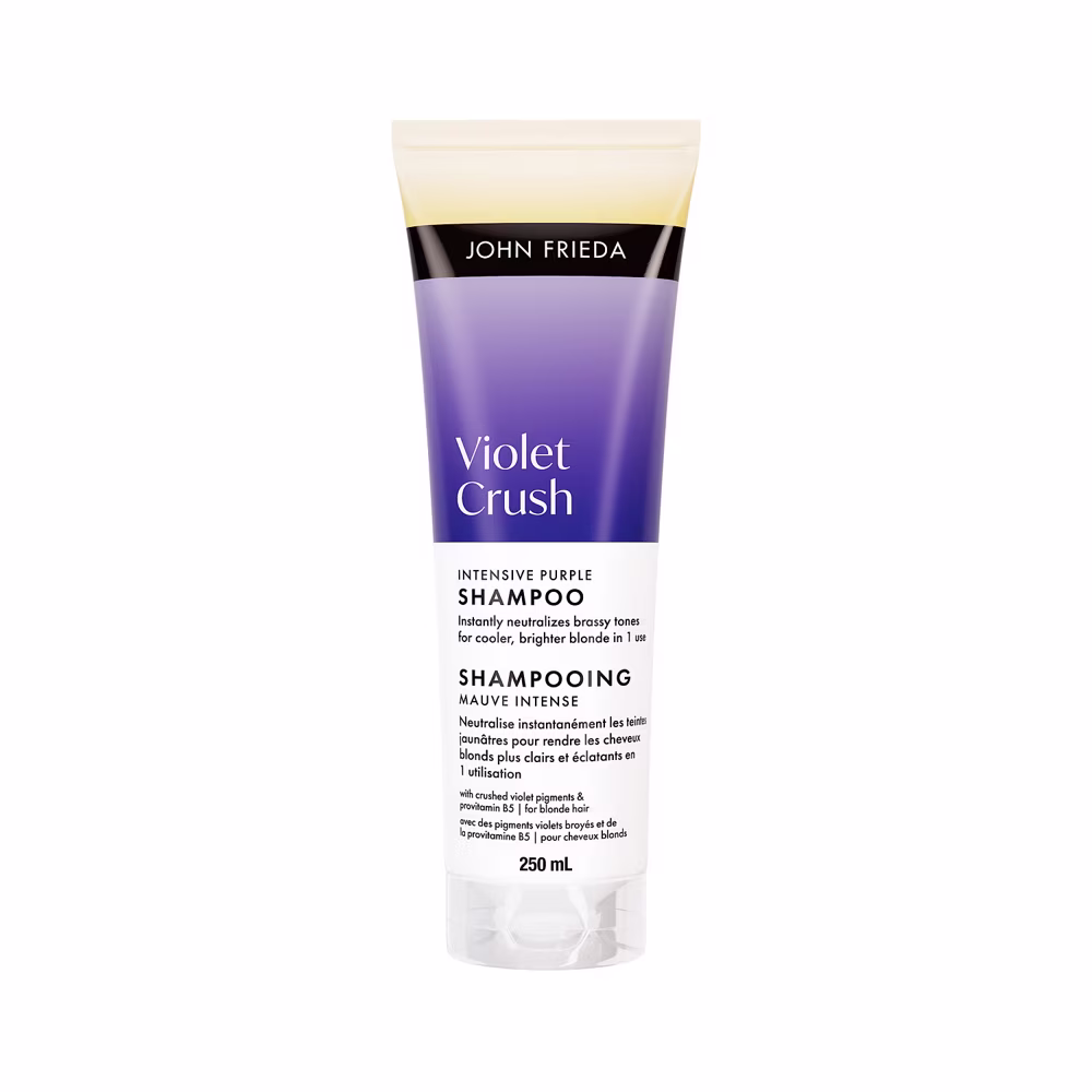 John frieda violet crush shampooing mauve intense pour corriger les reflets cuivrés des cheveux blonds naturels et colorés