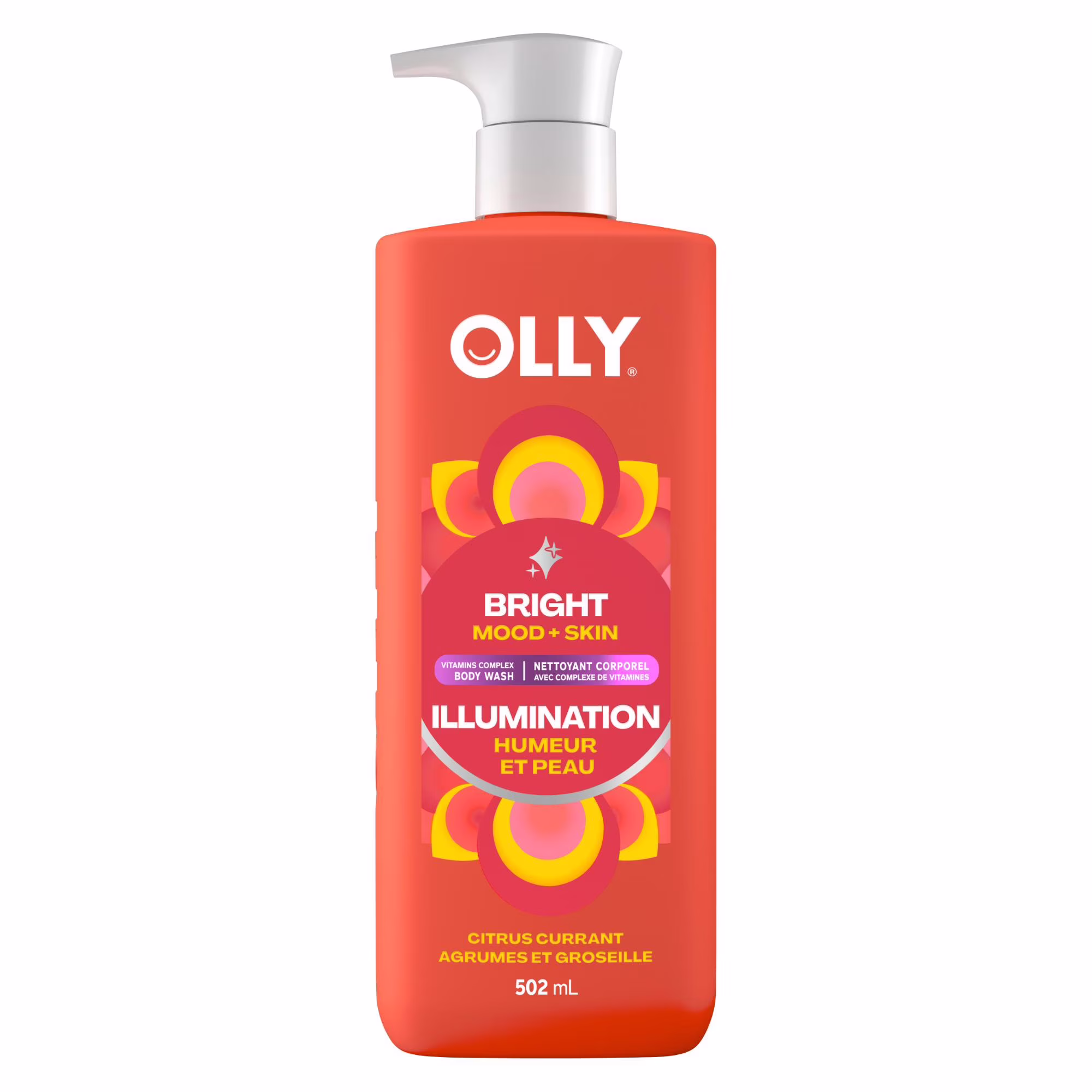 Nettoyant corporel avec complexe de vitamines, olly illumination, répare la barrière cutanée, agrumes et groseille, 503ml