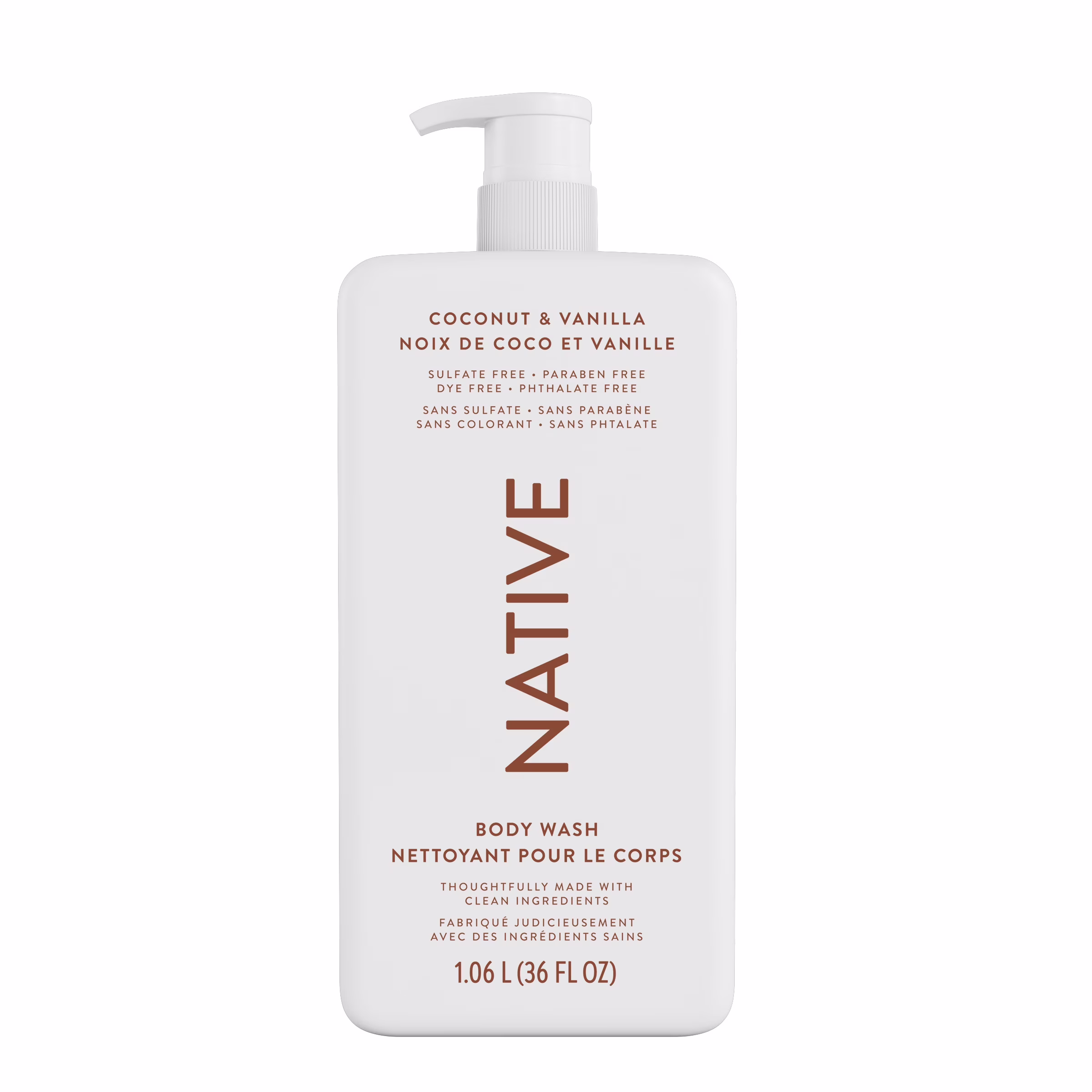 Native gel douche naturel. noix de coco & vanille. sans sulfates. sans parabènes