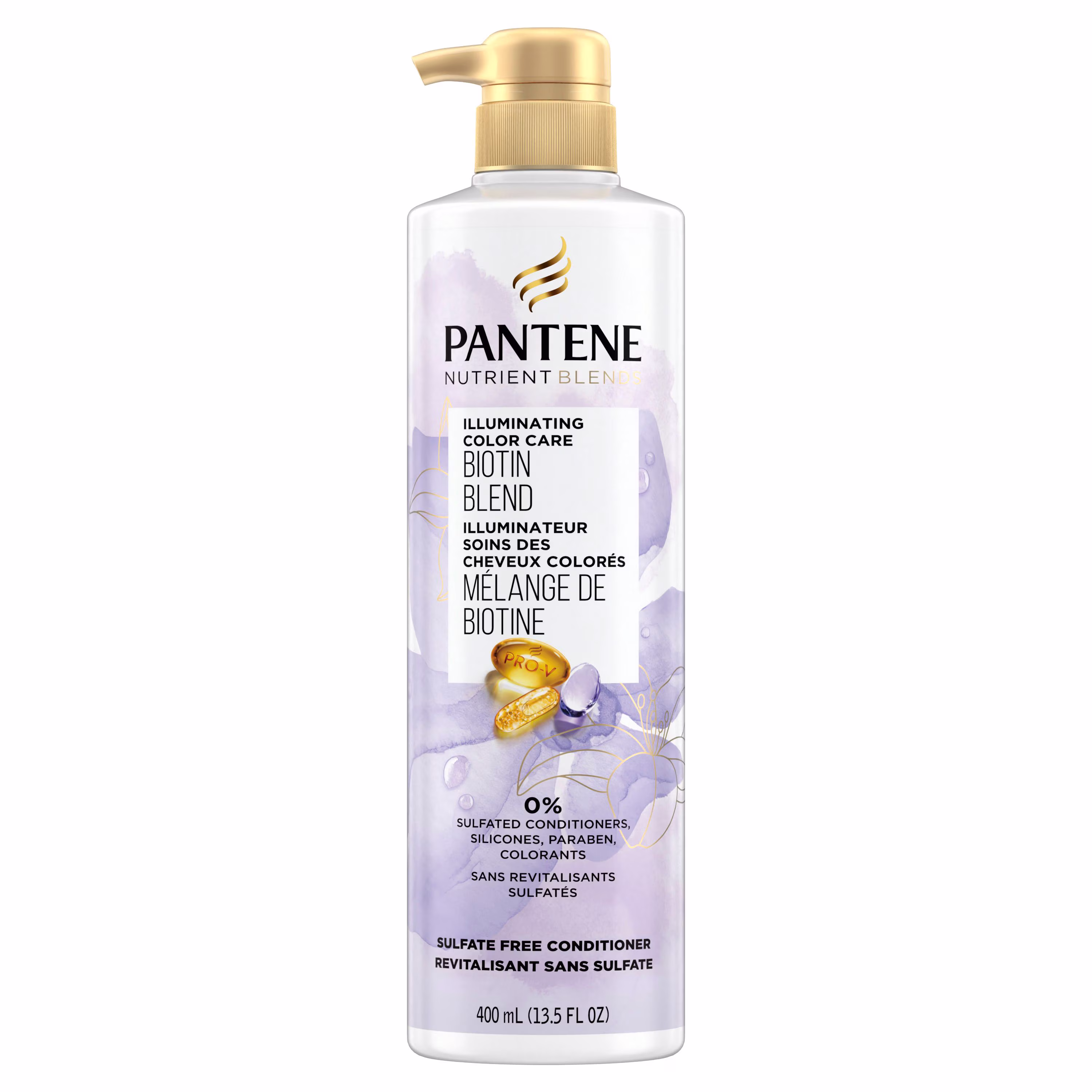 Pantene revitalisant sans sulfate. illumination de la couleur des cheveux avec biotine. sans danger pour les cheveux colorés. mélanges de nutriments