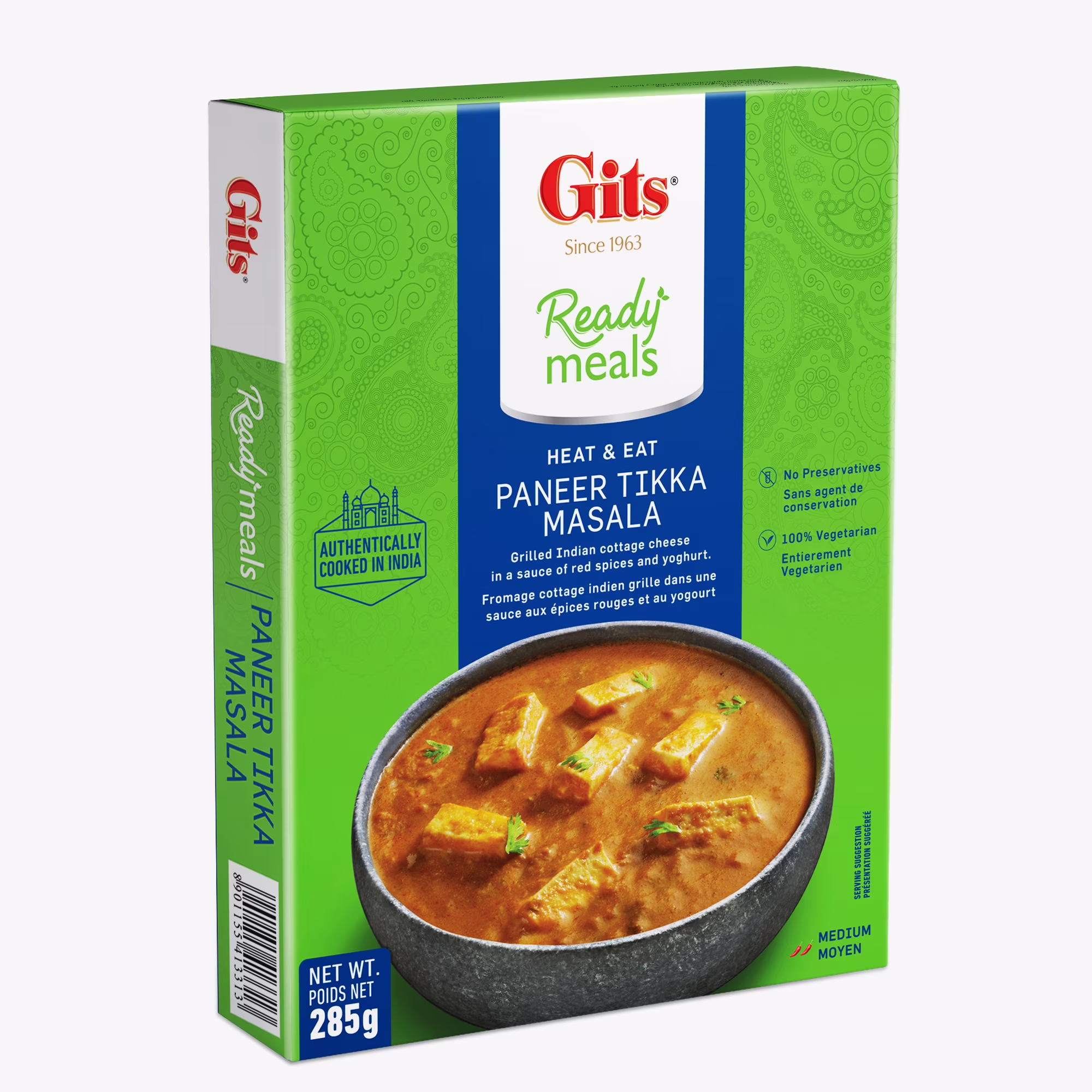 Curry de paneer tikka masala prêt à consommer gits  un plat prêt à consommer composé de fromage cottage indien grillé au charbon de bois