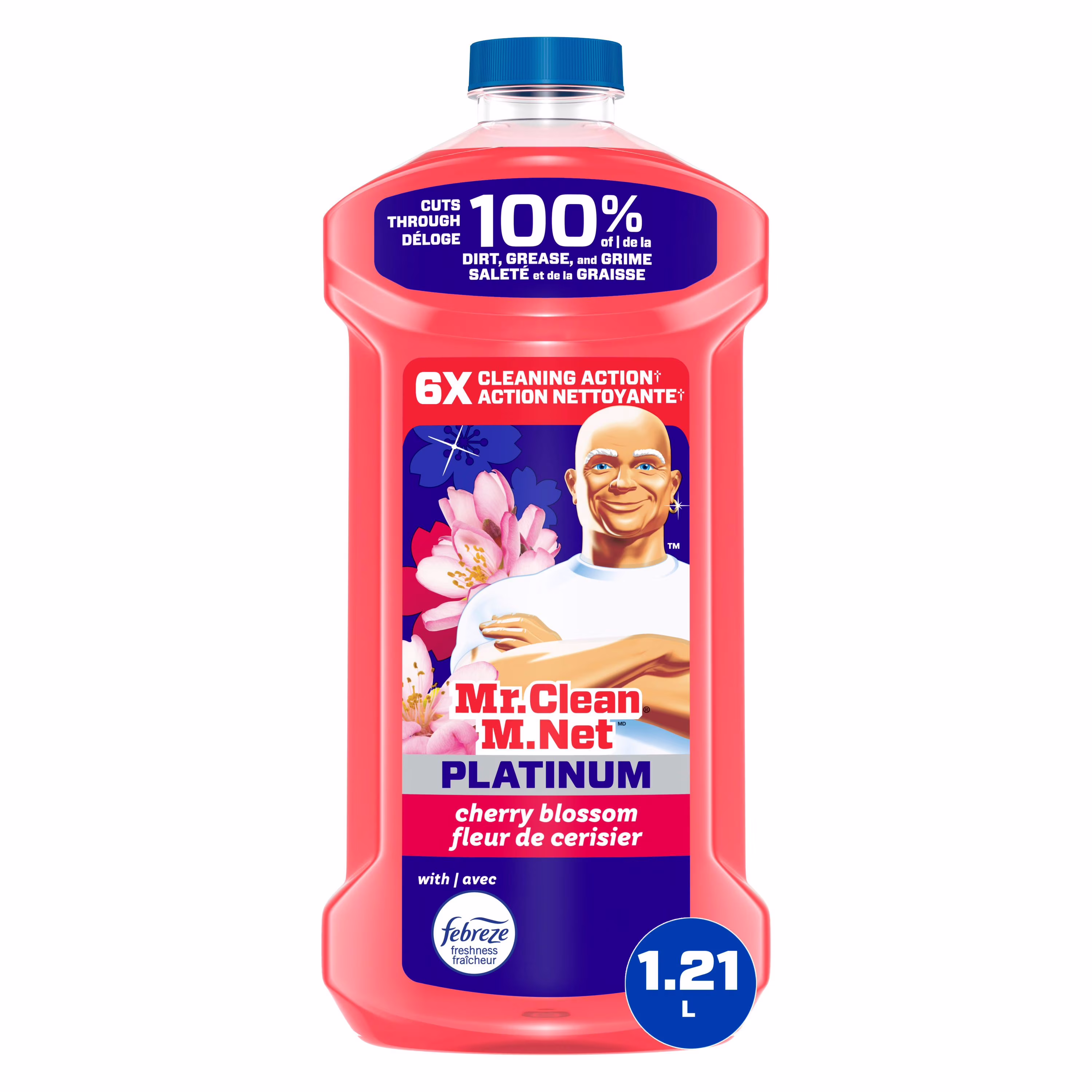 Nettoyant tout usage m. net. nettoyant pour planchers. savon pour vadrouille. nettoyant liquide. fleur de cerisier. 1.21l