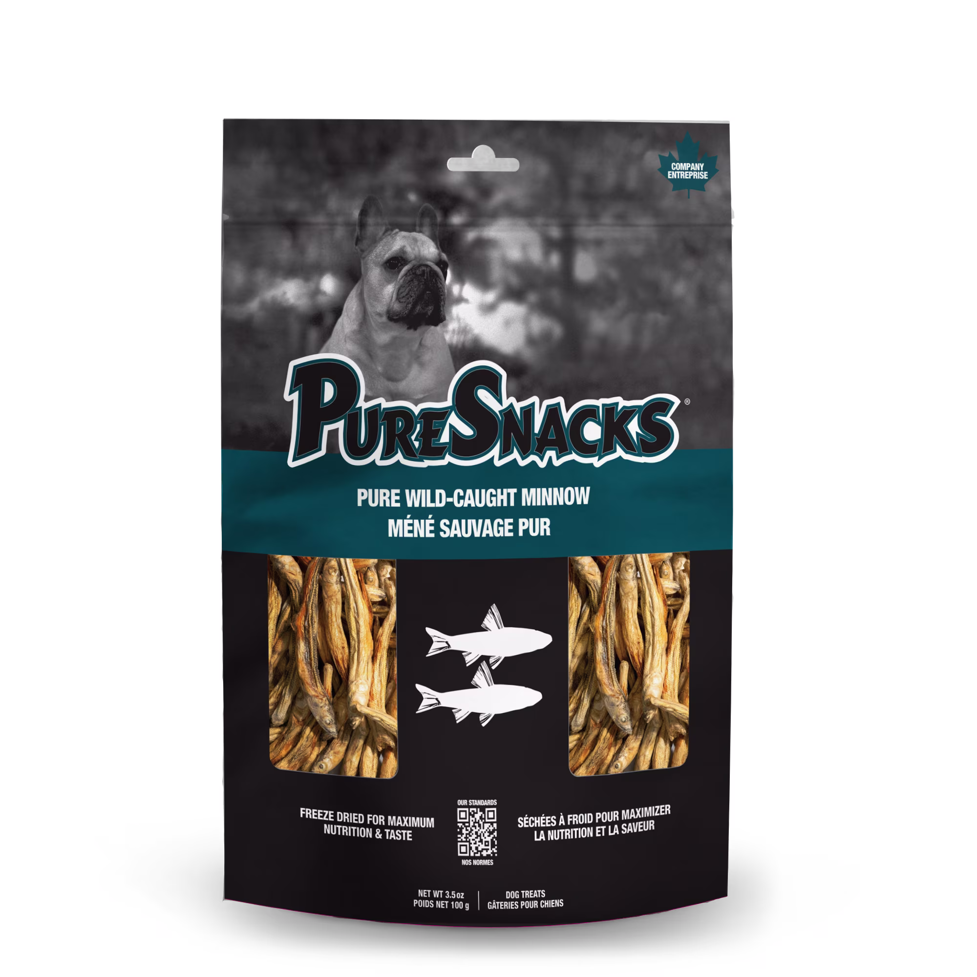 Puresnacks gâteries séchées à froid pour chien. méné.   3.5 oz