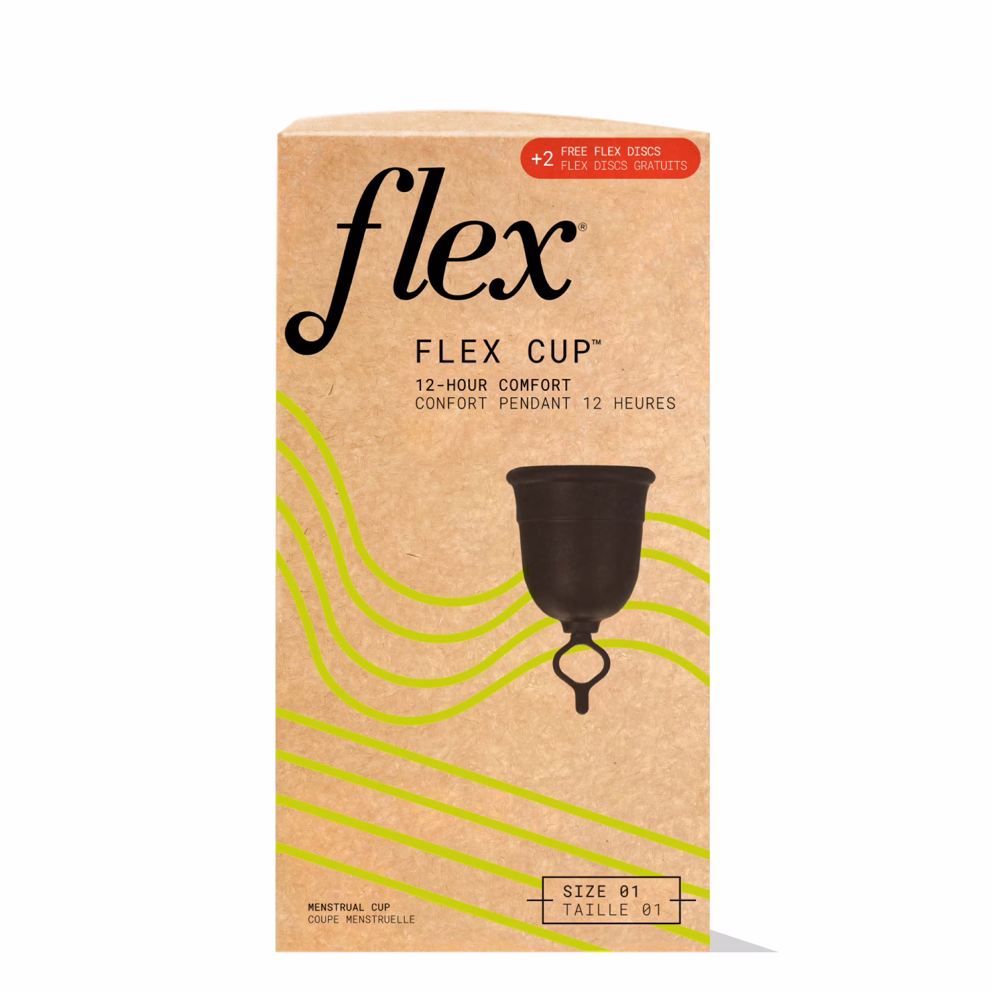 Flex reutilisable period cup porte 12 heures. taille 01. 1 ct