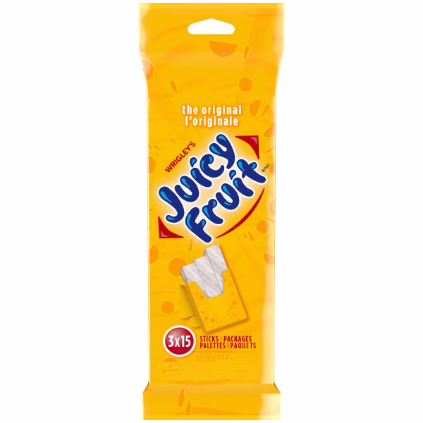 Juicy fruit. fruits. gomme à mâcher. 15 palettes. 3emballages