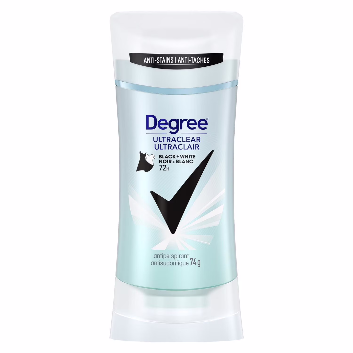 Degree ultraclear antisudorifique en bâton pour 72 h de protection contre les odeurs et la transpiration black + white anti-taches jaunes et marques blanches