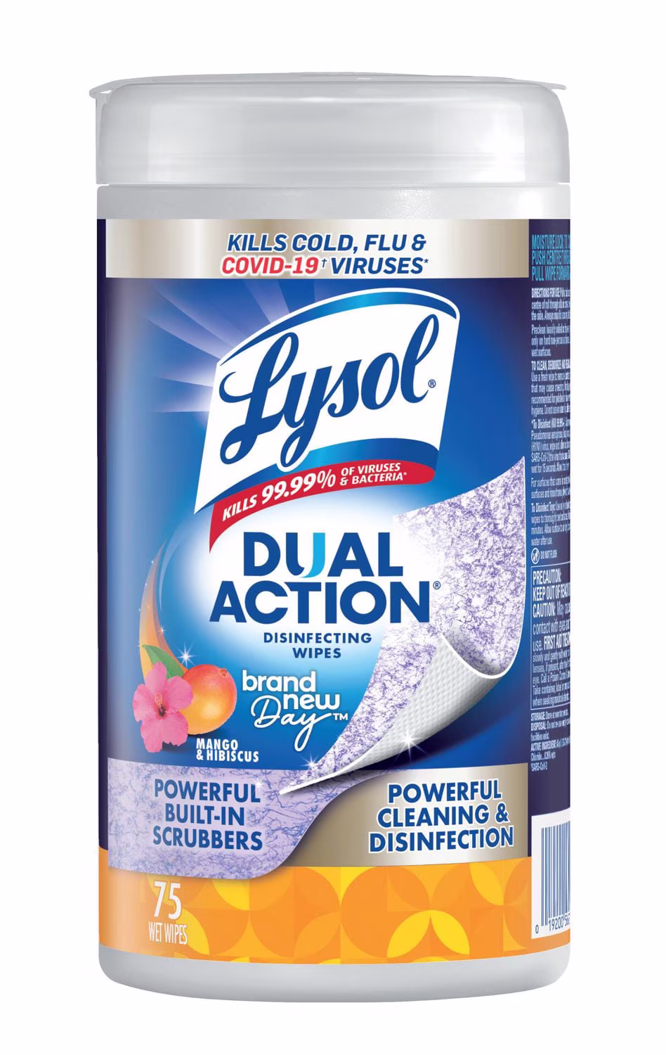 Lysol lingettes désinfectantes double action - mangue et hibiscus 75 ct