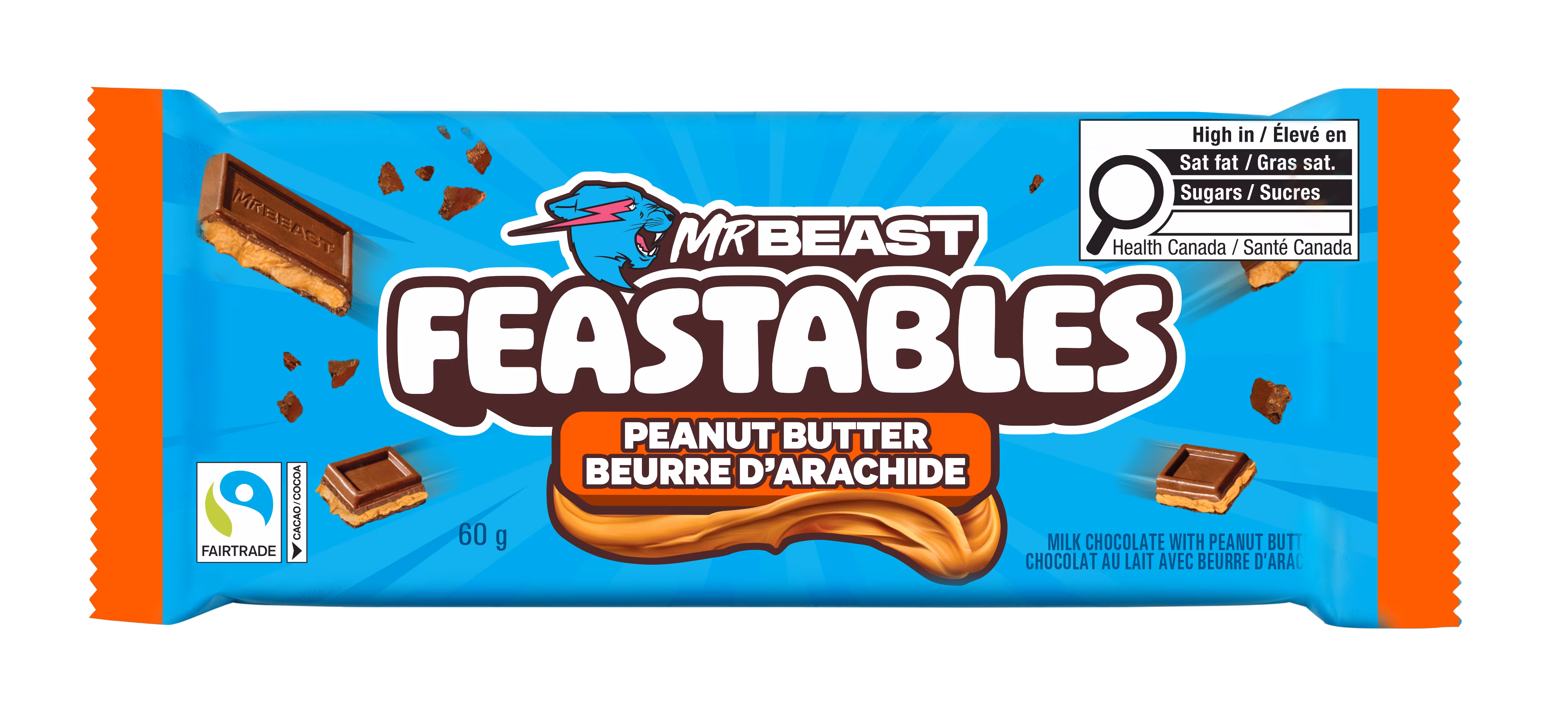 Feastables Mr Beast Beurre d'Arachide Chocolat au Lait 60 g