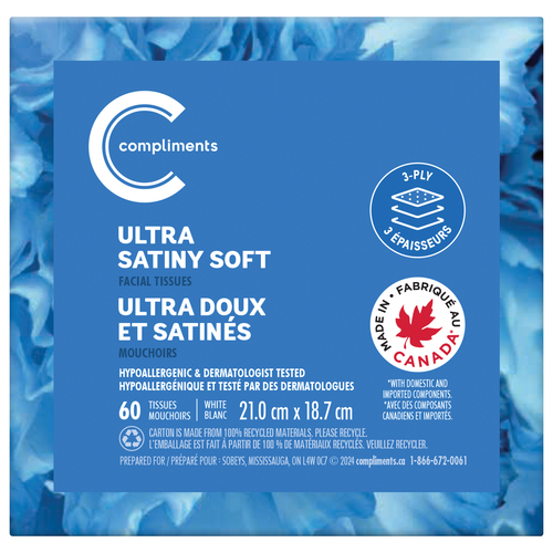 Compliments Mouchoirs ultra doux et satinés 3 plis 60 feuilles