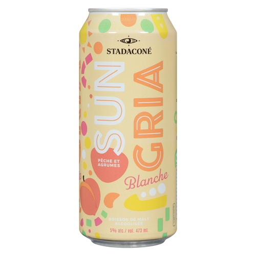 Maltco Brewery Sungria Boisson de Malt Alcoolisée pêche et agrumes blanche 473 ml (canette)