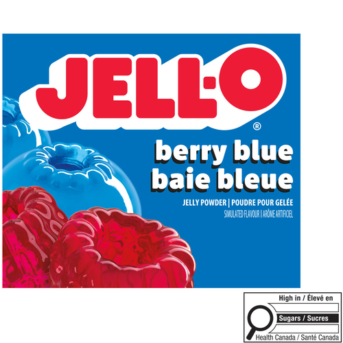Jell-O Poudre pour gelée baie bleue – préparation dessert en gélatine 85 g