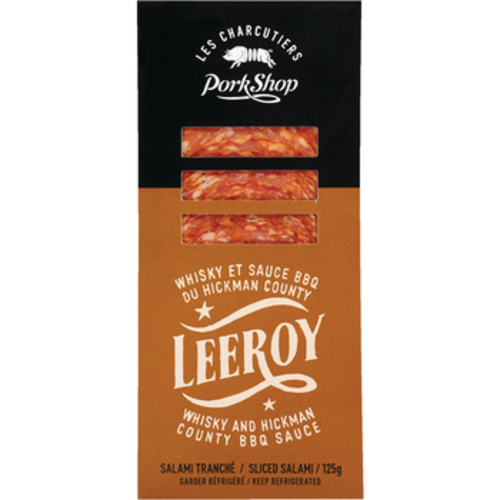 Les Charcutiers Pork Shop Salami tranché Leeroy Whisky barbecue 125 g