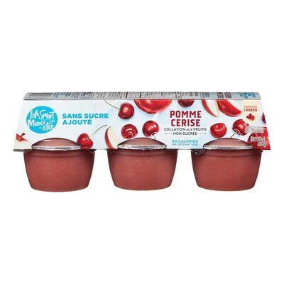 Collations de compote de pommes et cerises non sucrées