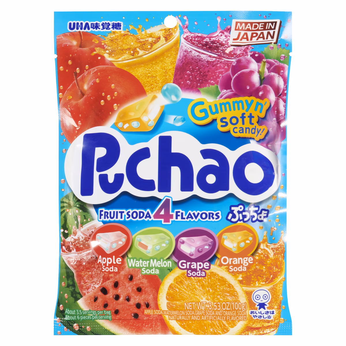 Puchao bonbons sodas fruits 4 saveurs