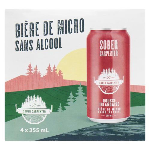 Sober Carpenter Bière de Micro sans alcool rousse irlandaise 4 x 355 ml (canettes)