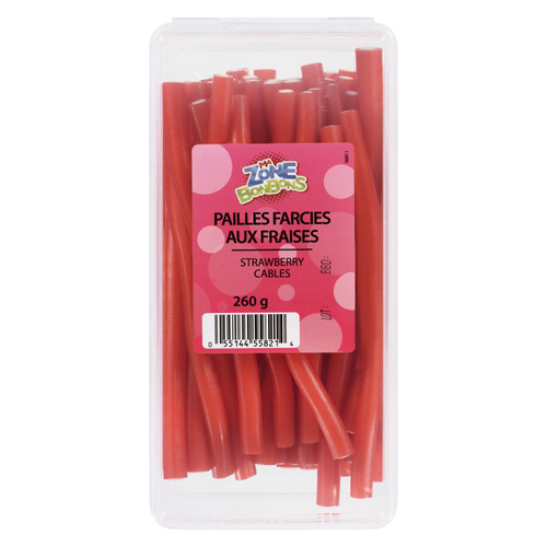 Les Aliments Johnvince Bonbons Pailles farcies de fraises 260 g