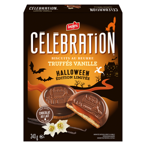 Leclerc Célébration Halloween Biscuits au Beurre truffés vanille 240 g