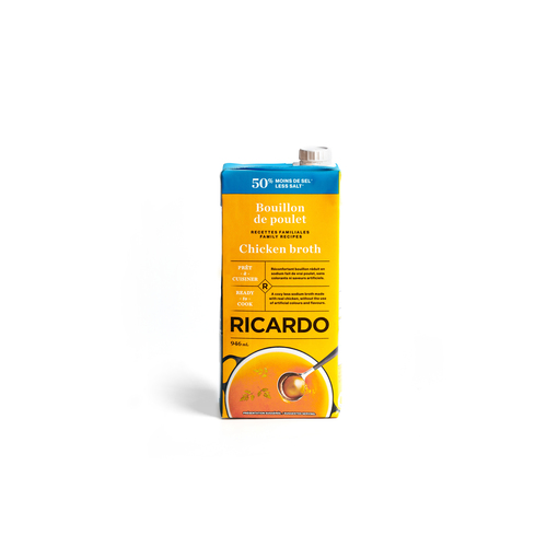 RICARDO Bouillon de poulet avec 50% de sodium en moins 946 ml