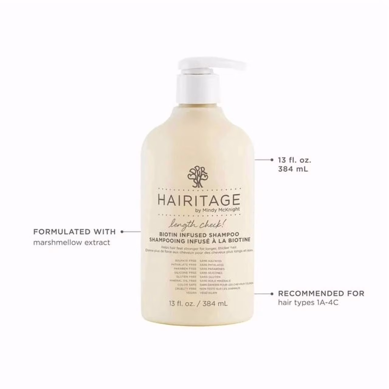 Hairitage shampooing à la biotine pour cheveux secs et abîmés.