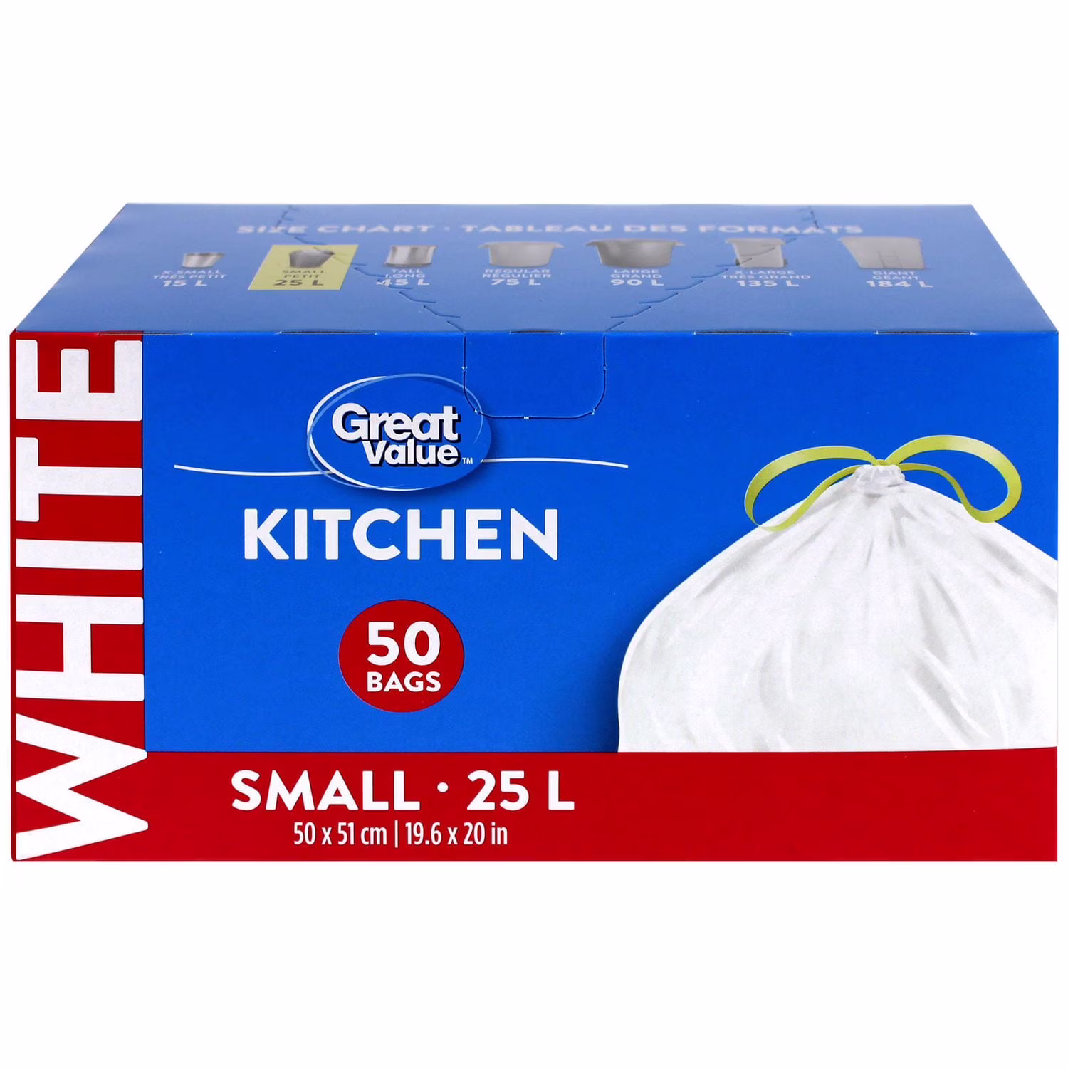 Great value petits sacs à ordures de cuisine. . 50sacs