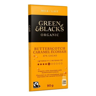 Tablette de chocolat au lait biologique avec morceaux de caramel écossais