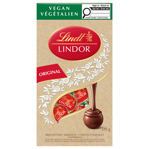 Sachet de truffes de chocolat végétalien lindor de lindt (saveur originale).