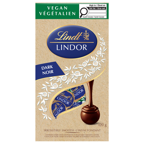 Sachet de truffes de chocolat noir végétalien lindor de lindt.