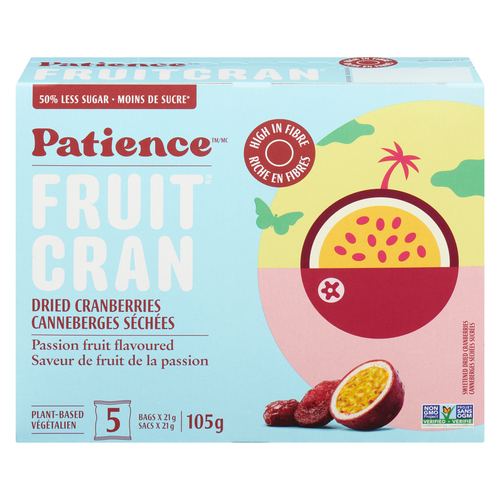 Patience Fruit Cran Canneberges Séchées Sucrées saveur de fruit de la passion 105 g