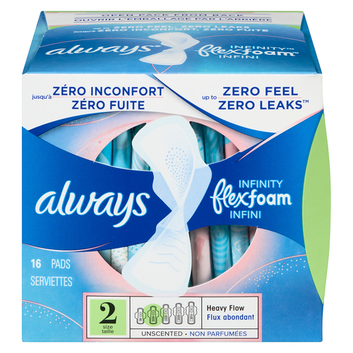 Serviettes hygiéniques Infinity longues avec ailes