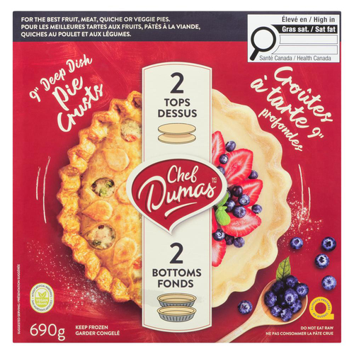 Chef Dumas Croûtes à Tarte 9 Pouces Profondes 690 g