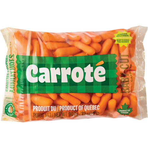 Mini carottes coupées et pelées